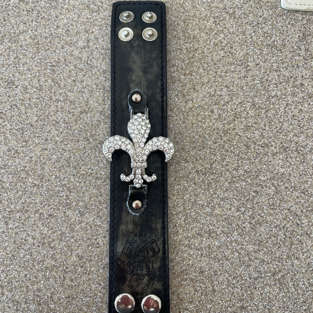 Rock Revival Black Acid wash bracelet with crystals